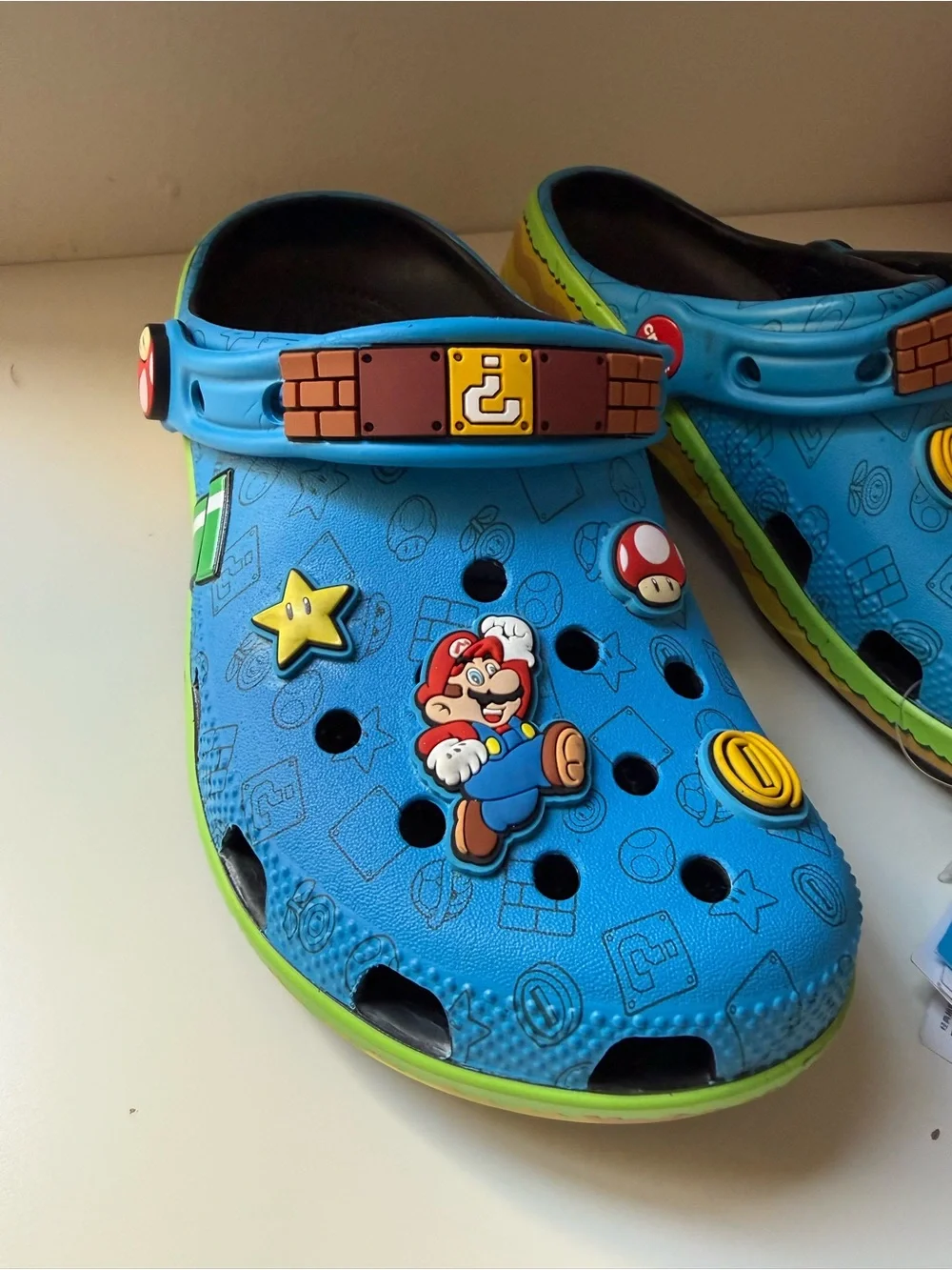 CROCS Super Mario Blue Clogs with Character Charms